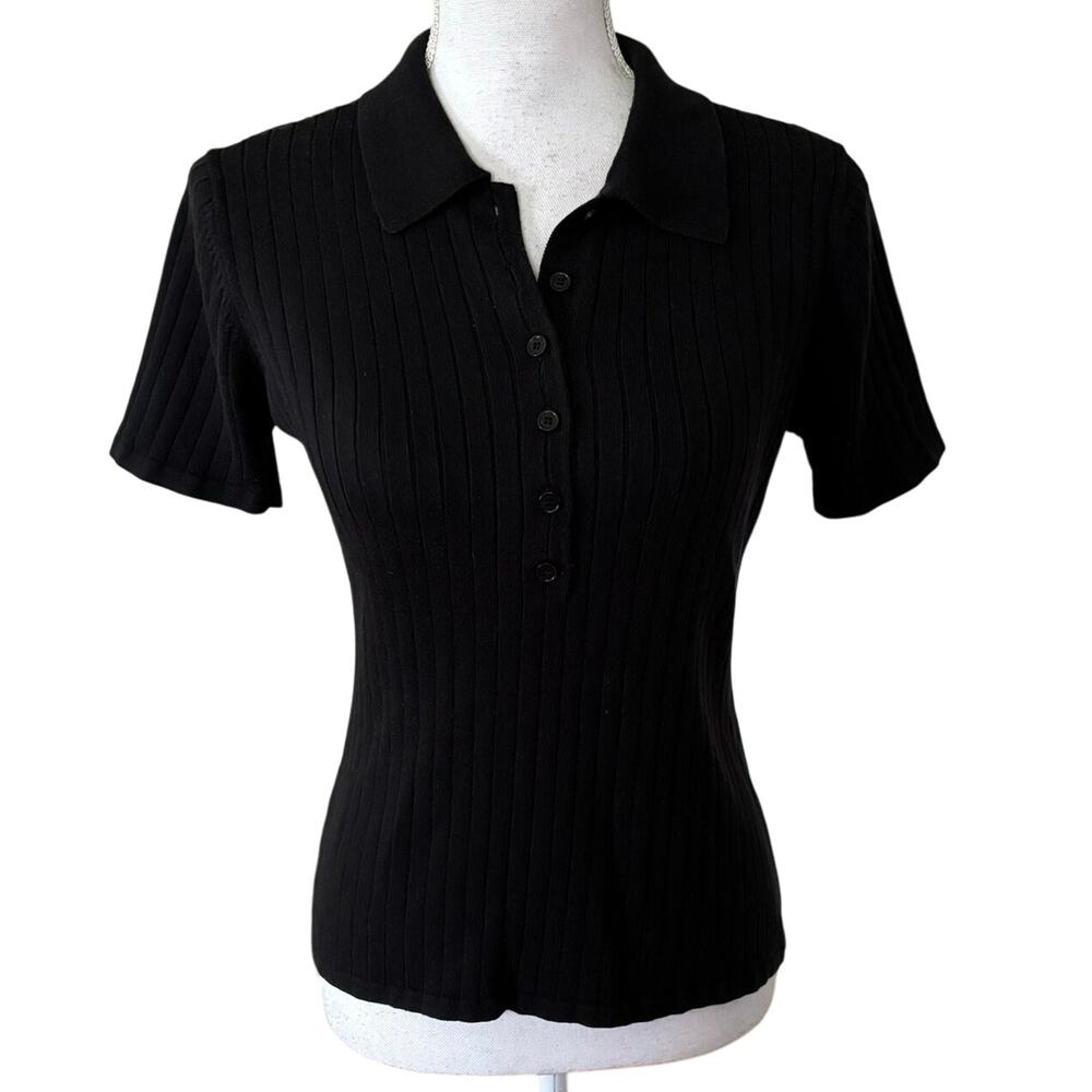 Casual Corner Black Ribbed Sweater